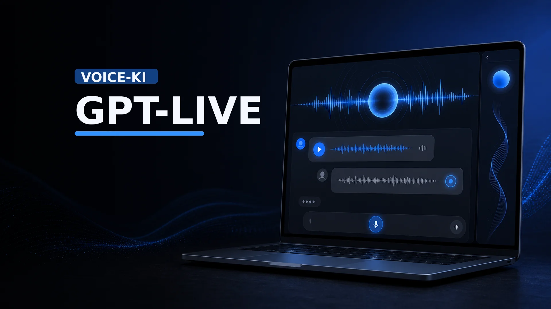 GPT-Live Voice-KI von OpenAI mit Audio-Wellen und Chat-Interface