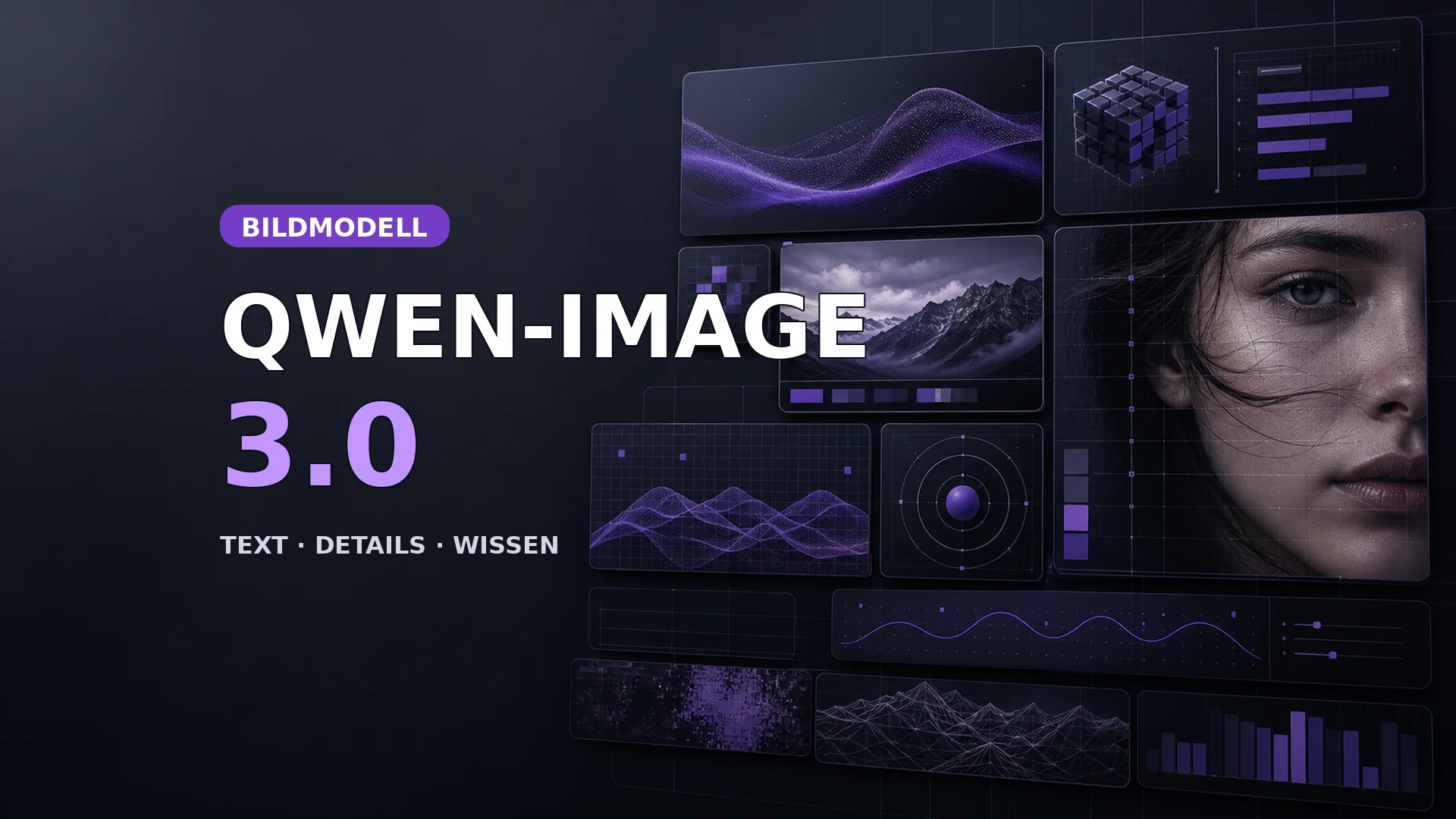 Qwen-Image-3.0 mit komplexen Bildlayouts, Text und Details